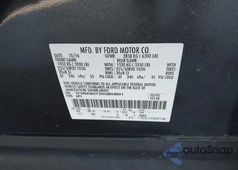 2017 Ford Explorer Platinum z USA, uszkodzony, nr VIN 1FM5K8HT3HGB04901